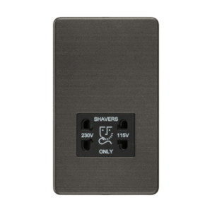 Knightsbridge Smoked Bronze 115V/230V Dual Voltage Shaver Socket with Insert