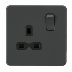 Knightsbridge Anthracite 13A 1G DP Switched Socket with Insert