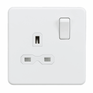 Knightsbridge Matt White 13A 1G DP Switched Socket with Insert