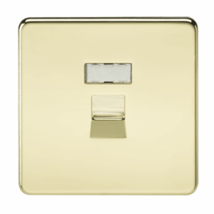 Knightsbridge Screwless Polished Brass RJ45 Network Outlet