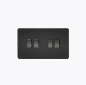 Knightsbridge Screwless Matt Black 10AX 4G 2-way Switch