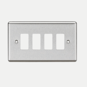 Knightsbridge Brushed Chrome 4G Grid Faceplate Rounded Edge