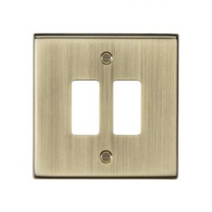 Knightsbridge Antique Brass 2G Grid Faceplate