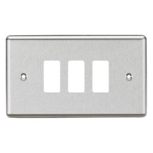 Knightsbridge Brushed Chrome 3G Grid Faceplate Rounded Edge