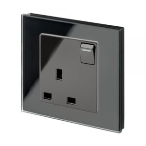 Retrotouch Crystal PG 13A Single Plug Socket with Switch Black