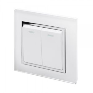 Retrotouch Crystal CT (Retractive/Pulse) Light Switch 2 Gang White