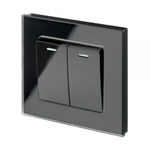Retrotouch Crystal PG 2 Gang Rocker Light Switch Black