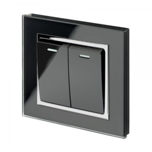 Retrotouch Crystal CT (Retractive/Pulse) Light Switch 2 Gang Black