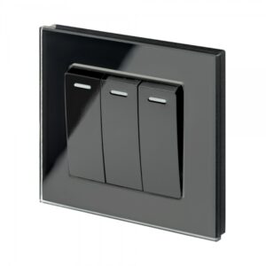 Retrotouch Crystal PG 3 Gang Rocker Light Switch Black