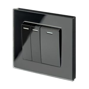 Retrotouch Crystal Mechanical Light Switch 3 Gang INTERMEDIATE (Black CT)