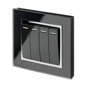Retrotouch Crystal CT (Retractive/Pulse) Light Switch 4 Gang Black
