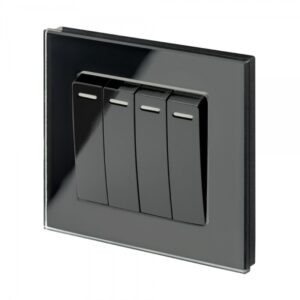 Retrotouch Crystal PG 4 Gang Rocker Light Switch Black