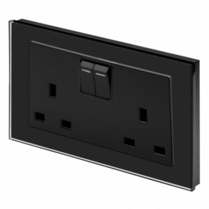 Retrotouch Crystal PG 13A DP Double Plug Socket with Switch Black