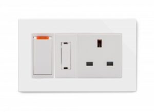 Retrotouch Crystal PG Switched Fused Spur with 13A Unswitched Socket White