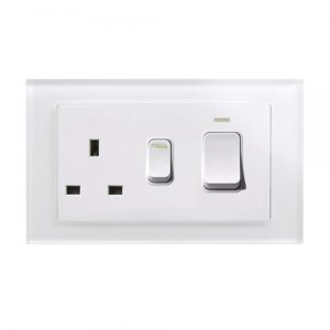 Retrotouch Crystal 45A DP Cooker & 13A Socket White Glass