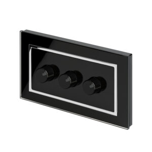 Retrotouch Crystal CT Rotary Intelligent LED Dimmer Switch 3G/2Way Black