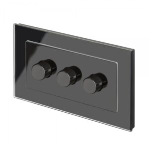 Retrotouch Crystal PG Rotary Intelligent LED Dimmer Switch 3G/2Way Black