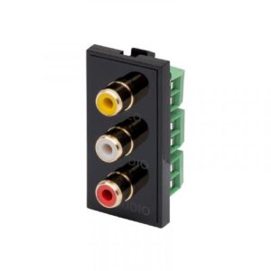 Retrotouch Triple RCA Module 25 x 50mm (Black)