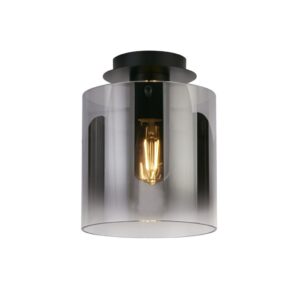 Searchlight Sweden 1Lt Flush Matt Black & Smoked Glass