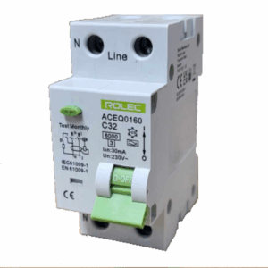 Rolec ACEQ0160 C32amp 30mA 1P+N 2MOD Type A 6KA RCBO