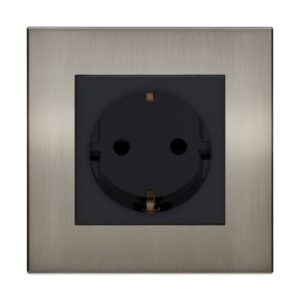 Retrotouch Aura Single Shuko Socket - Brushed Nickel