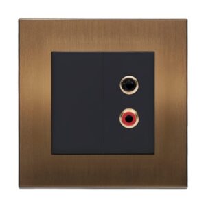 Retrotouch Aura Twin Phono RCA Socket - Brushed Bronze