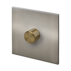 Retrotouch Aura Single Dimmer Switch - Brushed Nickel With Brass Knob