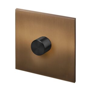 Retrotouch Aura Single Dimmer Switch - Brushed Bronze With Black Knob