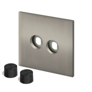Retrotouch Aura Dimmer Plate 2G?with Black Knobs - Brushed Nickel