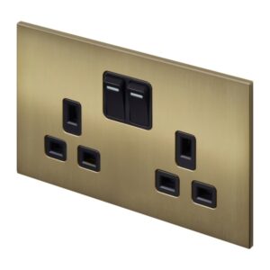 Retrotouch Aura Double Socket - Brushed Brass