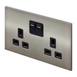 Retrotouch Aura Double Socket - Brushed Nickel