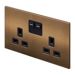 Retrotouch Aura Double Socket - Brushed Bronze