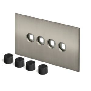 Retrotouch Aura Dimmer Plate 4G?with Black Knobs - Brushed Nickel