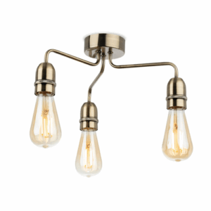 Firstlight Leon 3 Light Flush Ceiling Fitting Antique Brass