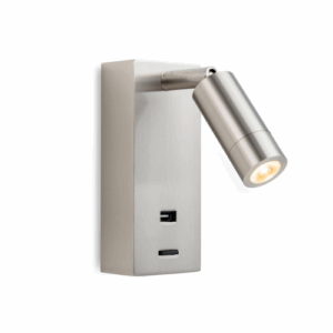 Firstlight Clifton LED Wall Light with USB Port Brushed Steel