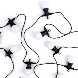 Integral Outdoor 24V Festoon Light 20 Bulbs Set IP44 55Lm 3W Each 3000K Frosted With Ukplug
