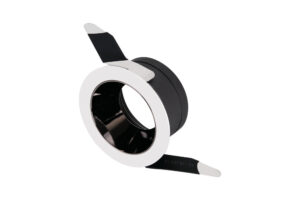 Integral Downlight For Led Gu10 60Mm Cutout IP20 Mirror Black Round 20 Deg One Side Tiltable