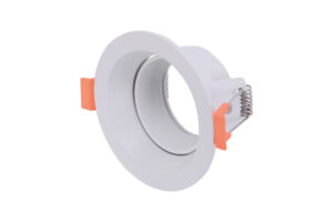 Integral Downlight For Led Gu10 70Mm Cutout IP20 White Front Entry 20 Deg Two Sides Tiltable