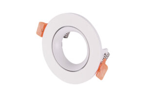 Integral Downlight For Led Gu10 75Mm Cutout IP20 White Round 55 Deg Two Sides Tiltable