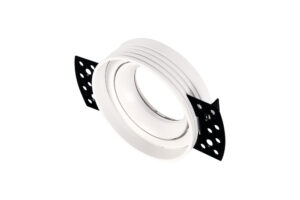 Integral Downlight For Led Gu10 75Mm Cutout IP20 White Front Entry Plaster In 40 Deg Two Sides Tiltable