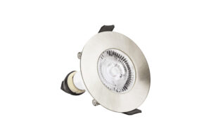 Integral Evofire Fire Rated Downlight 70Mm Cutout IP65 Satin Nickel Round +Gu10 Holder