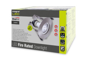 Integral Evofire Fire Rated Downlight 70Mm Cutout IP65 Satin Nickel Round +Gu10 Holder & Insulation Guard - 3 Pack
