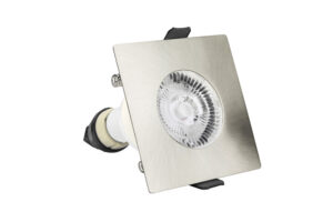 Integral Evofire Fire Rated Downlight 70Mm Cutout IP65 Satin Nickel Square +Gu10 Holder