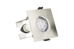 Integral Evofire Fire Rated Downlight 70Mm Cutout IP65 Satin Nickel Square +Gu10 Holder & Insulation Guard