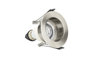 Integral Evofire Fire Rated Downlight 70Mm Cutout IP65 Satin Nickel Recessed +Gu10 Holder