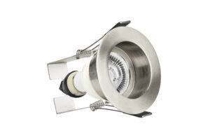 Integral Evofire Fire Rated Downlight 70Mm Cutout IP65 Satin Nickel Recessed +Gu10 Holder & Insulation Guard