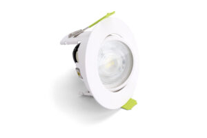 Integral Evofire Fire Rated Tiltable Downlight 70Mm Cutout 85Mm Diameter IP20 White Round +Gu10 Holder