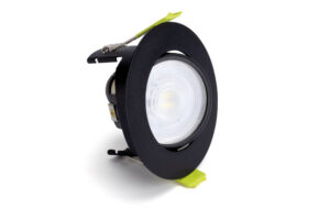 Integral Evofire Fire Rated Tiltable Downlight 70Mm Cutout 85Mm Diameter IP20 Black Round +Gu10 Holder
