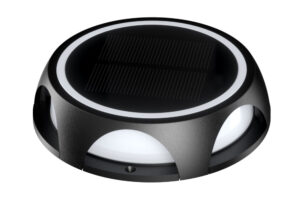 Integral True Solar Outdoor Round Ground And Wall Light IP65  Adjustable 15/50/70Lm 1.2W 3000K Black