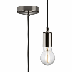 Knightsbridge 1.8m E27 Contemporary Pendant Set - Black Nickel